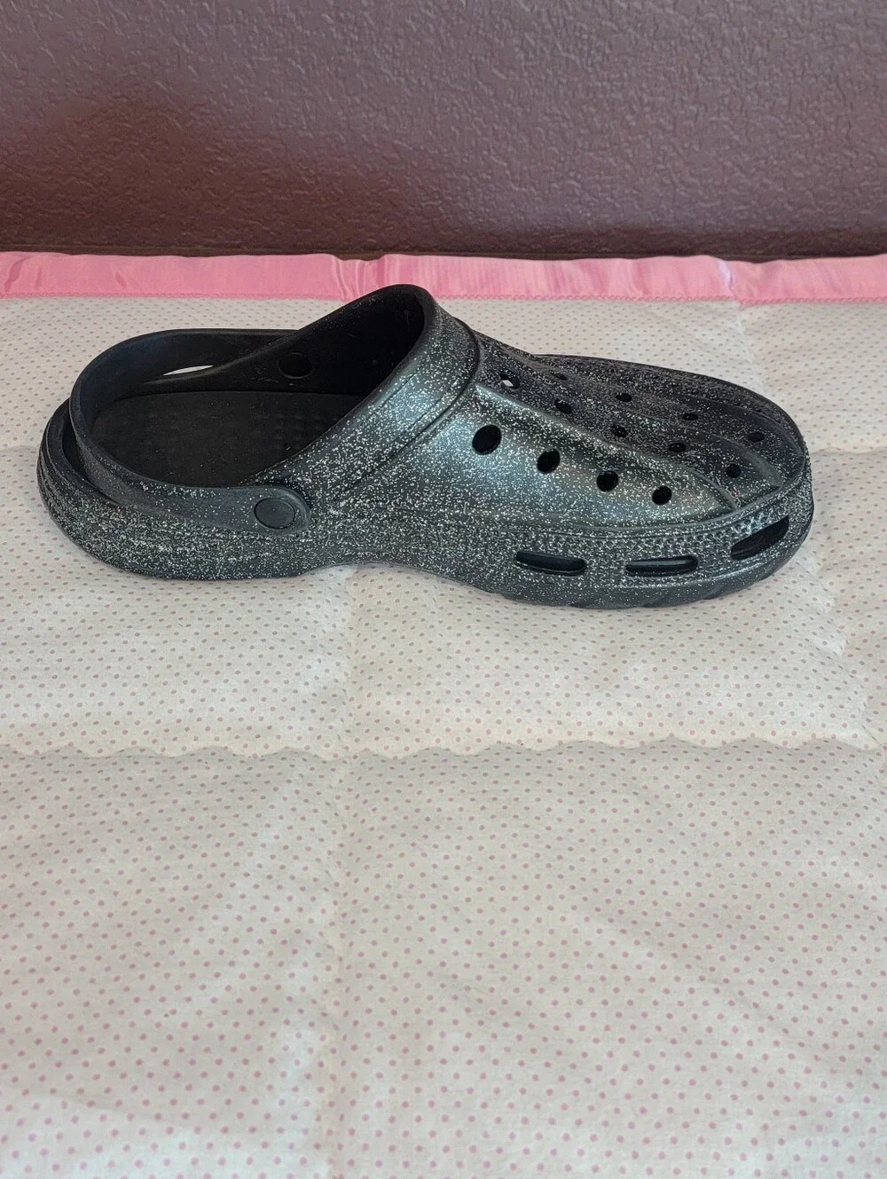 Black Glitter Sparkle Unisex Clogs Slip On Shoes Men's 10/Women's 12